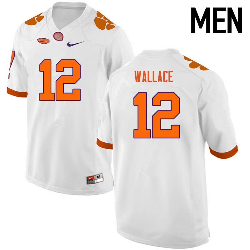 Men Clemson Tigers #12 KVon Wallace College Football Jerseys-White - Click Image to Close